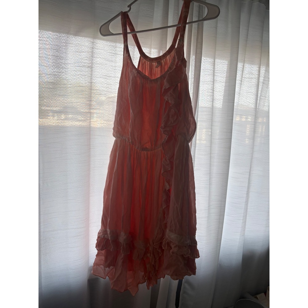 Free People Womens Peach Ruffle Aphrodite Mini Dress Boho Sleeveless Size M‎
